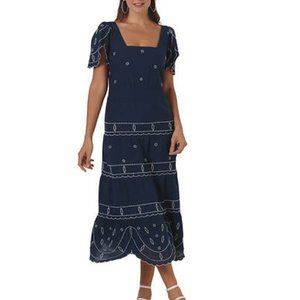 Masseys Embroidered  Midi Dress 100% Cotton Size M